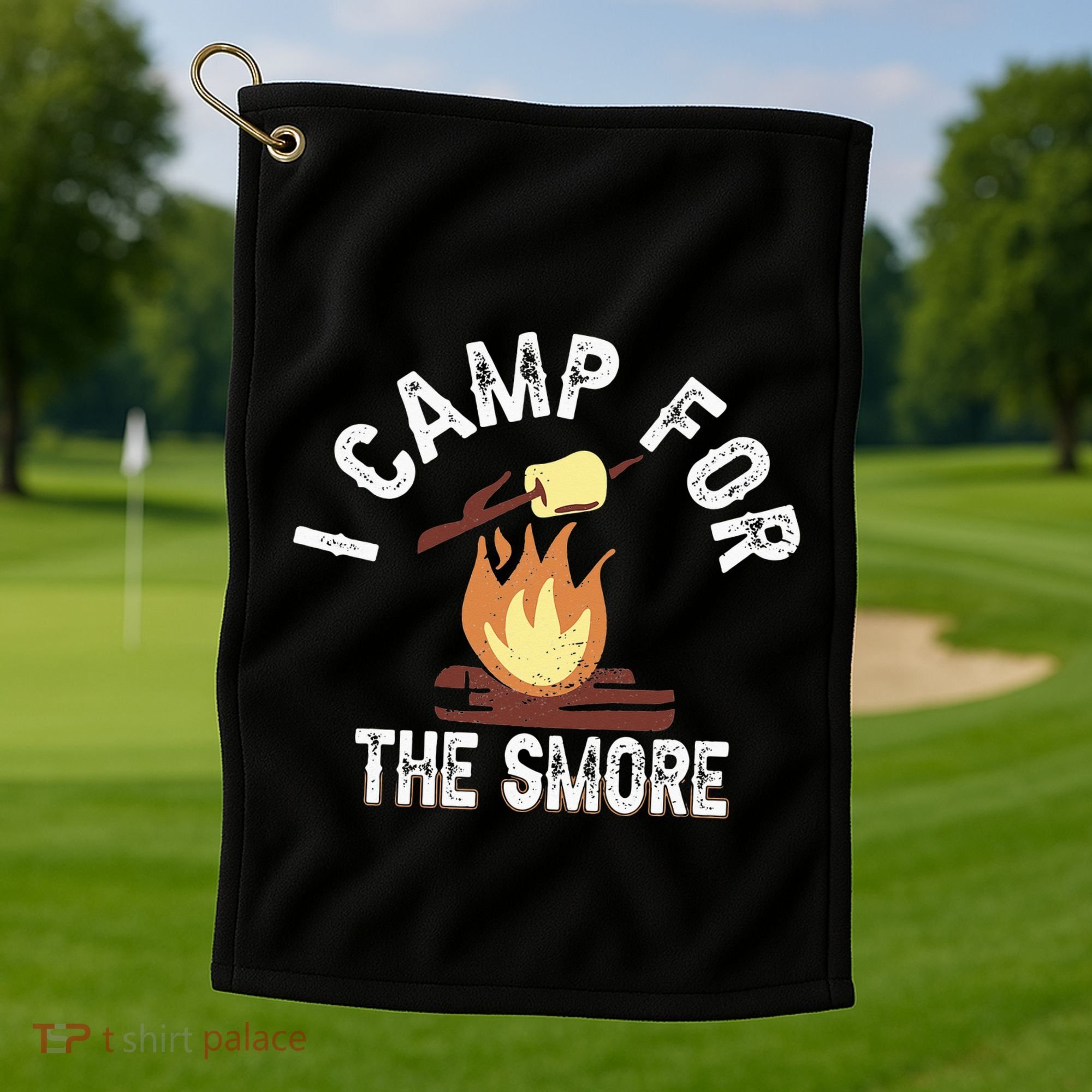I Camp For The Smore Camper Camping Campfire Outdoor Tent Golf Towel