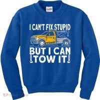 I Cant Fix Stupid But I Can Tow It Tow Truck Driver Gift Kids Sweatshirt thumb 0