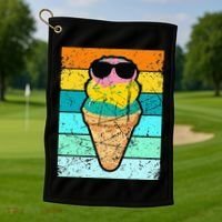 Ice Cream Funny Ice Cream Beach Pool Party Golf Towel thumb 1