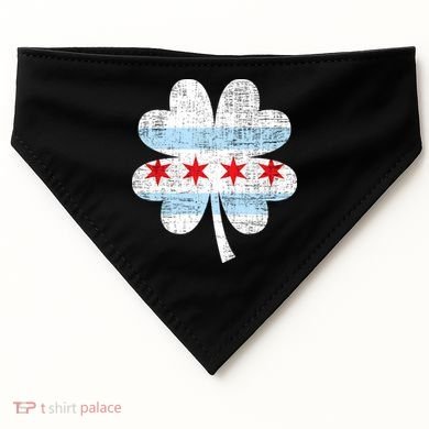 Irish Chicago Flag Shamrock St Patrick's Day USA-Made Doggie Bandana