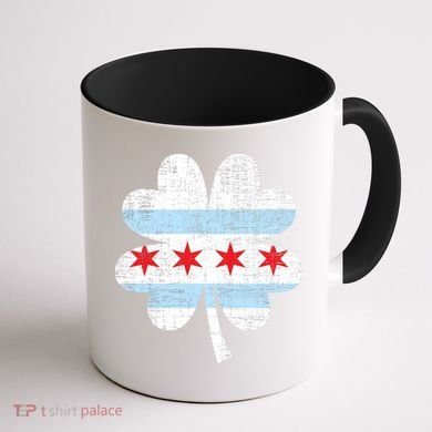 Irish Chicago Flag Shamrock St Patrick's Day Coffee Mug back