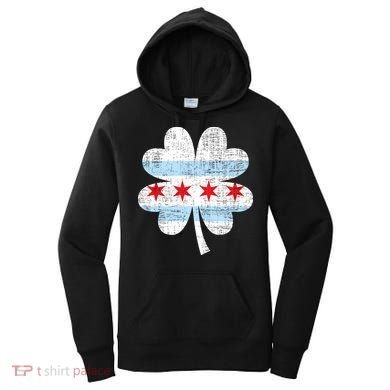 Irish Chicago Flag Shamrock St Patrick's Day Women's Hoodie