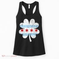 Irish Chicago Flag Shamrock St Patrick's Day Women's Tank Top thumb 0