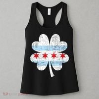Irish Chicago Flag Shamrock St Patrick's Day Women's Tank Top thumb 3