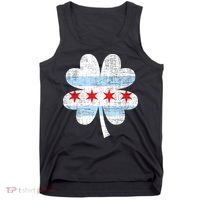 Irish Chicago Flag Shamrock St Patrick's Day Tank Top thumb 0