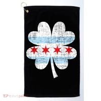 Irish Chicago Flag Shamrock St Patrick's Day Golf Towel thumb 0
