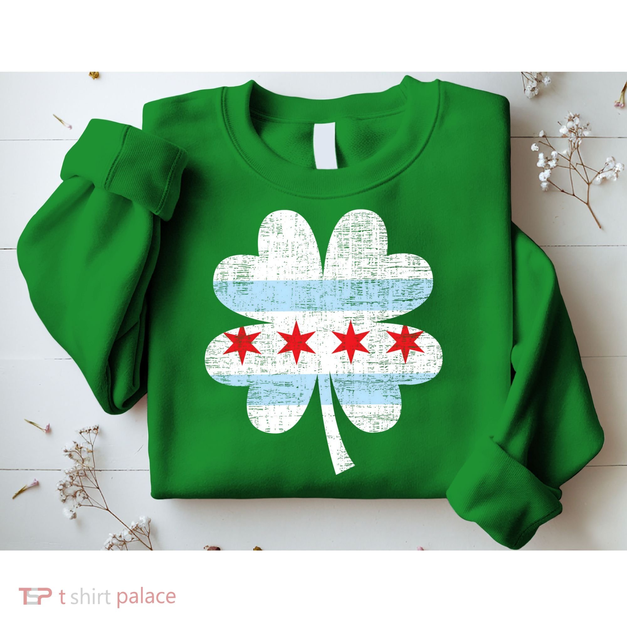 Irish Chicago Flag Shamrock St Patrick's Day Sweatshirt