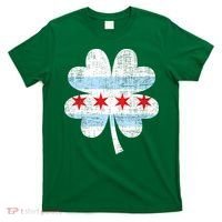 Irish Chicago Flag Shamrock St Patrick's Day T-Shirt thumb 0