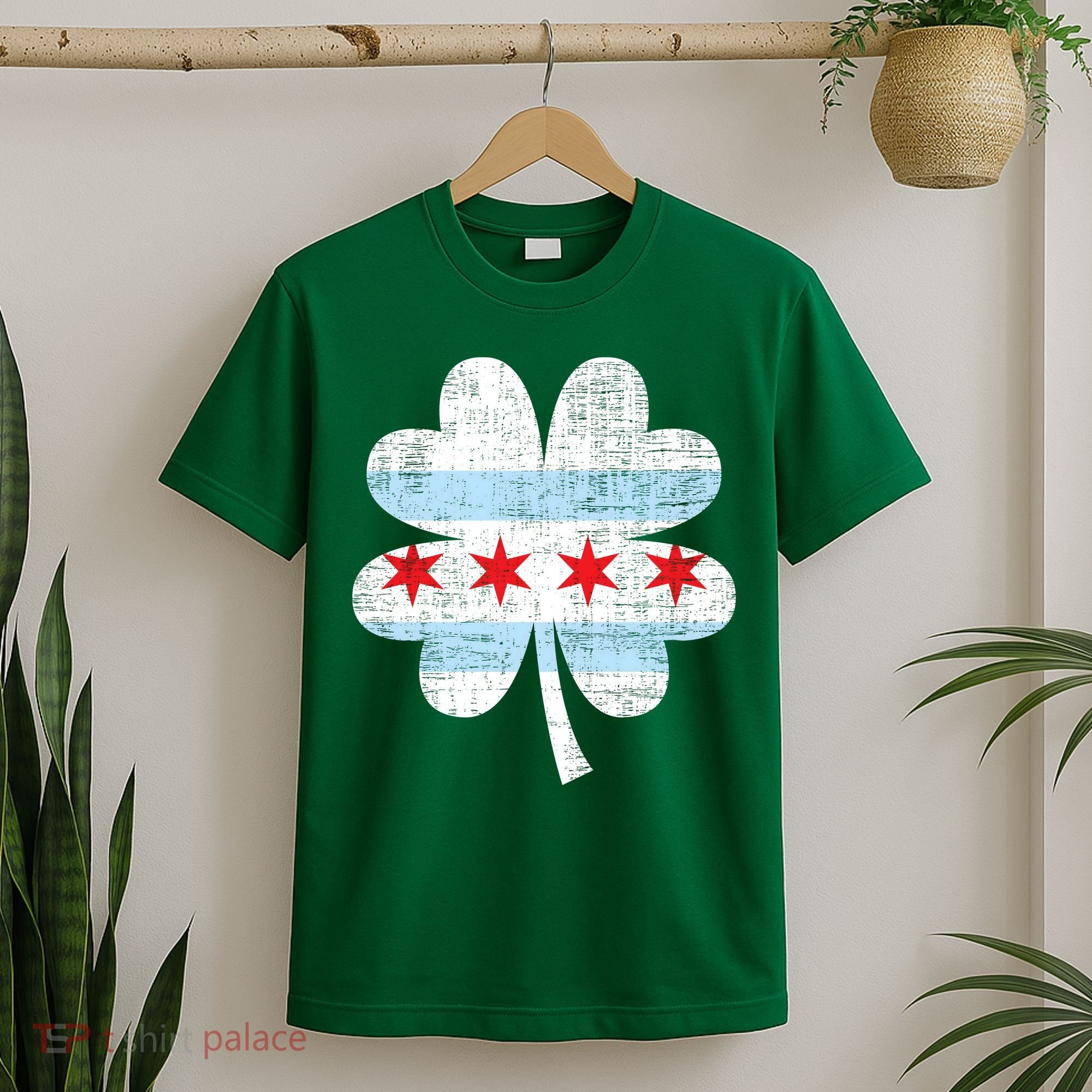 Irish Chicago Flag Shamrock St Patrick's Day T-Shirt