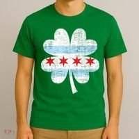Irish Chicago Flag Shamrock St Patrick's Day T-Shirt thumb 3