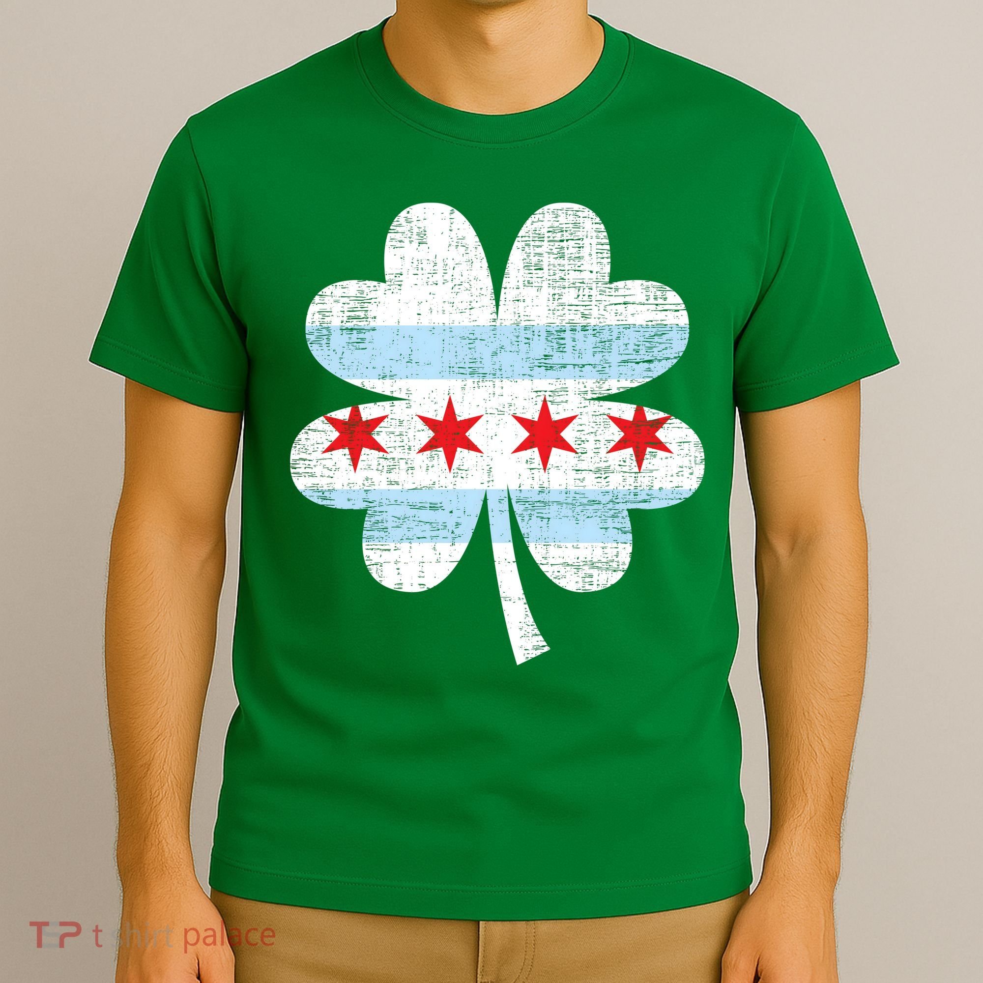 Irish Chicago Flag Shamrock St Patrick's Day T-Shirt