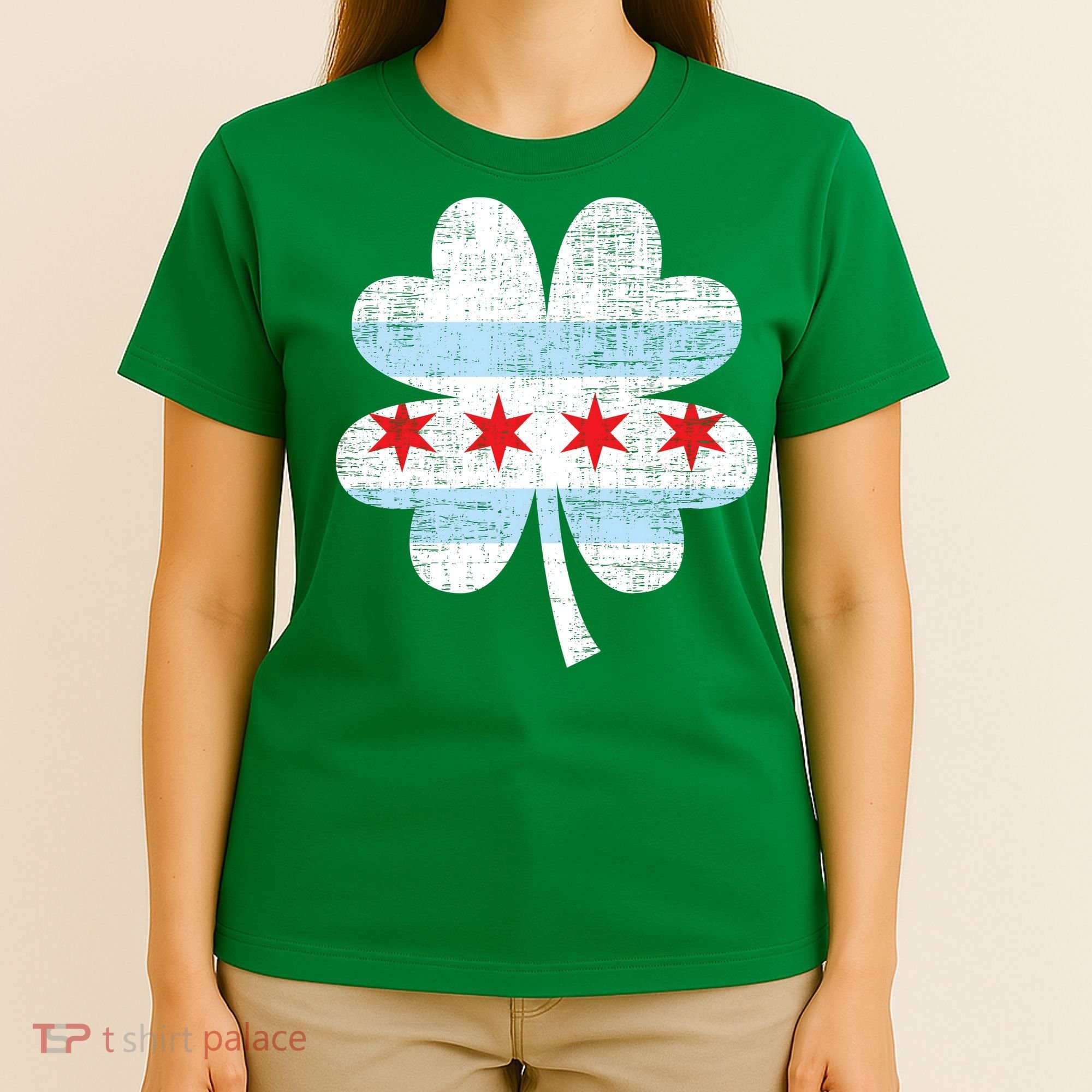 Irish Chicago Flag Shamrock St Patrick's Day T-Shirt