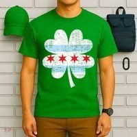 Irish Chicago Flag Shamrock St Patrick's Day T-Shirt thumb 6