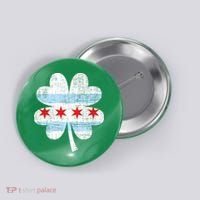 Irish Chicago Flag Shamrock St Patrick's Day Button thumb 0