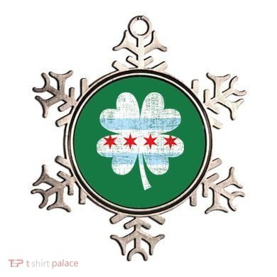 Irish Chicago Flag Shamrock St Patrick's Day Ornament