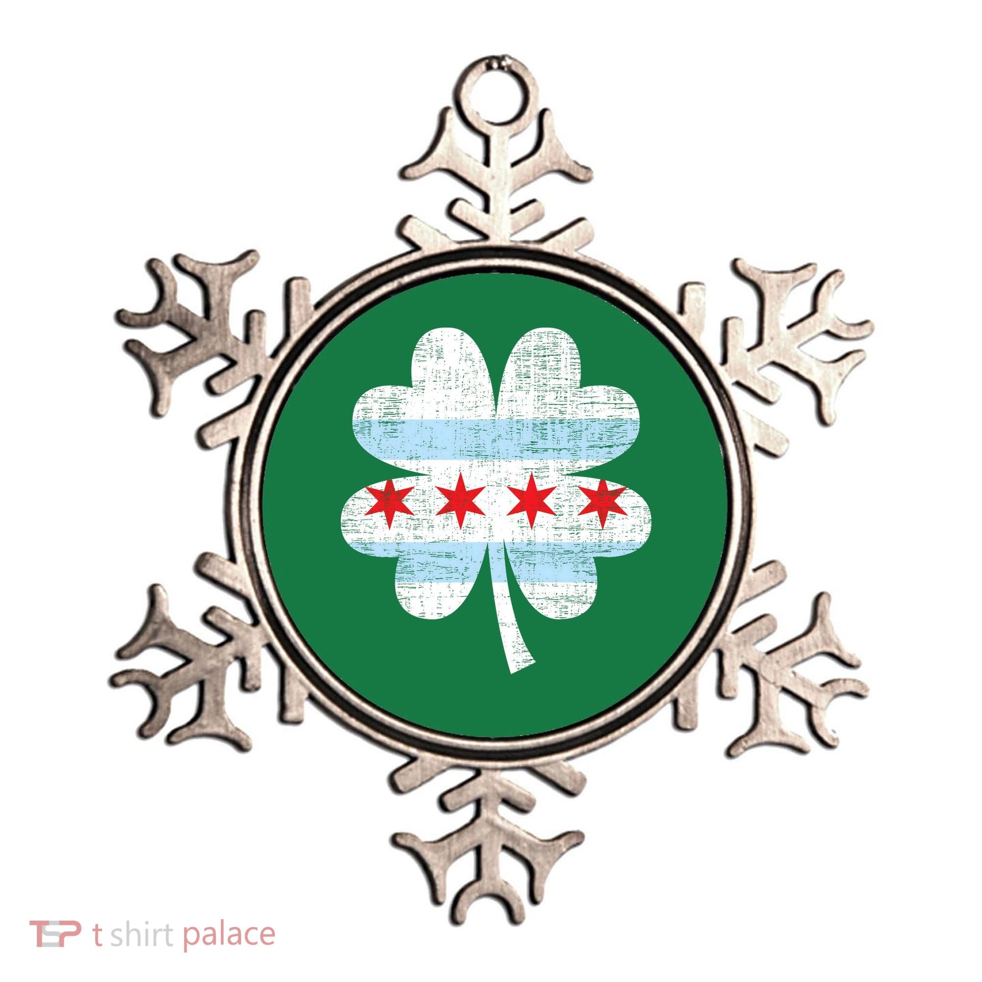 Irish Chicago Flag Shamrock St Patrick's Day Ornament