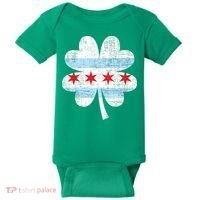 Irish Chicago Flag Shamrock St Patrick's Day Baby Bodysuit thumb 0
