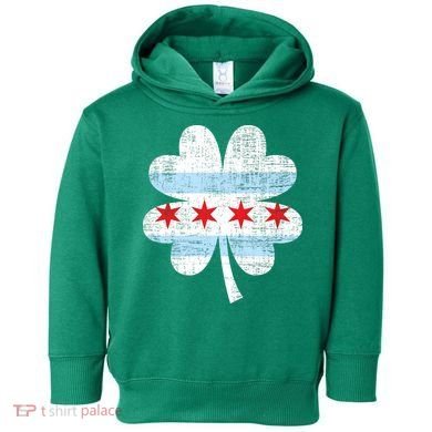 Irish Chicago Flag Shamrock St Patrick's Day Toddler Hoodie