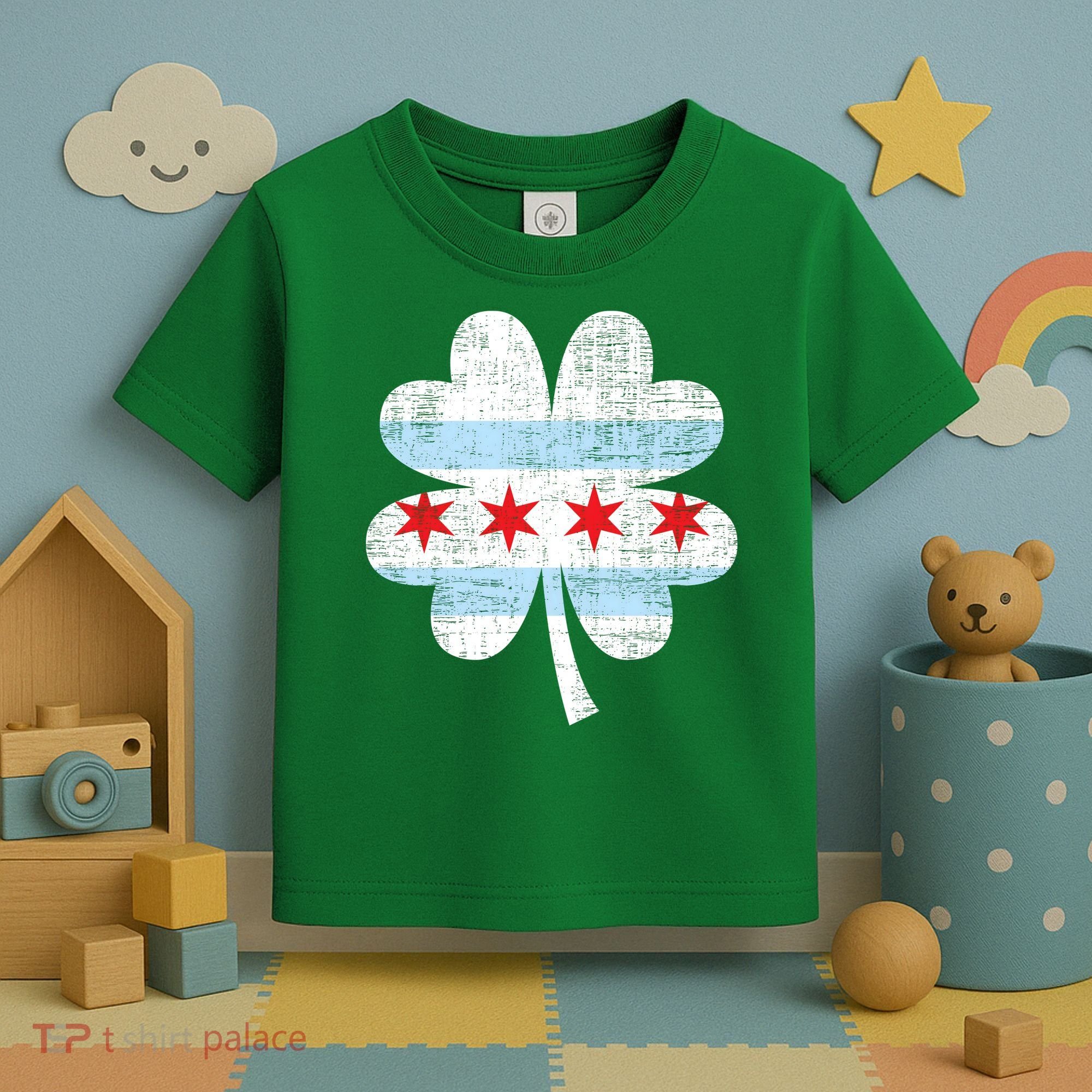 Irish Chicago Flag Shamrock St Patrick's Day Toddler T-Shirt