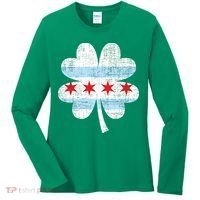 Irish Chicago Flag Shamrock St Patrick's Day Women's Long Sleeve Shirt thumb 0