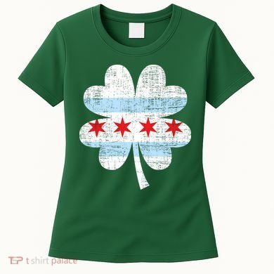 Irish Chicago Flag Shamrock St Patrick's Day Women's T-Shirt