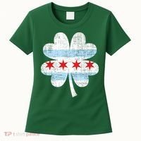 Irish Chicago Flag Shamrock St Patrick's Day Women's T-Shirt thumb 0