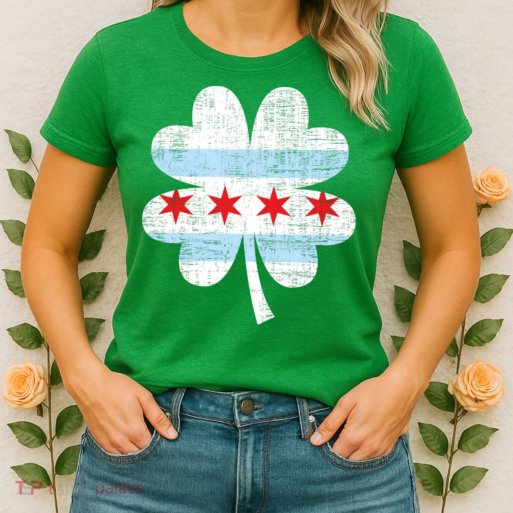 Irish Chicago Flag Shamrock St Patrick's Day Women's T-Shirt