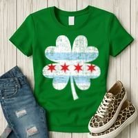 Irish Chicago Flag Shamrock St Patrick's Day Women's T-Shirt thumb 3