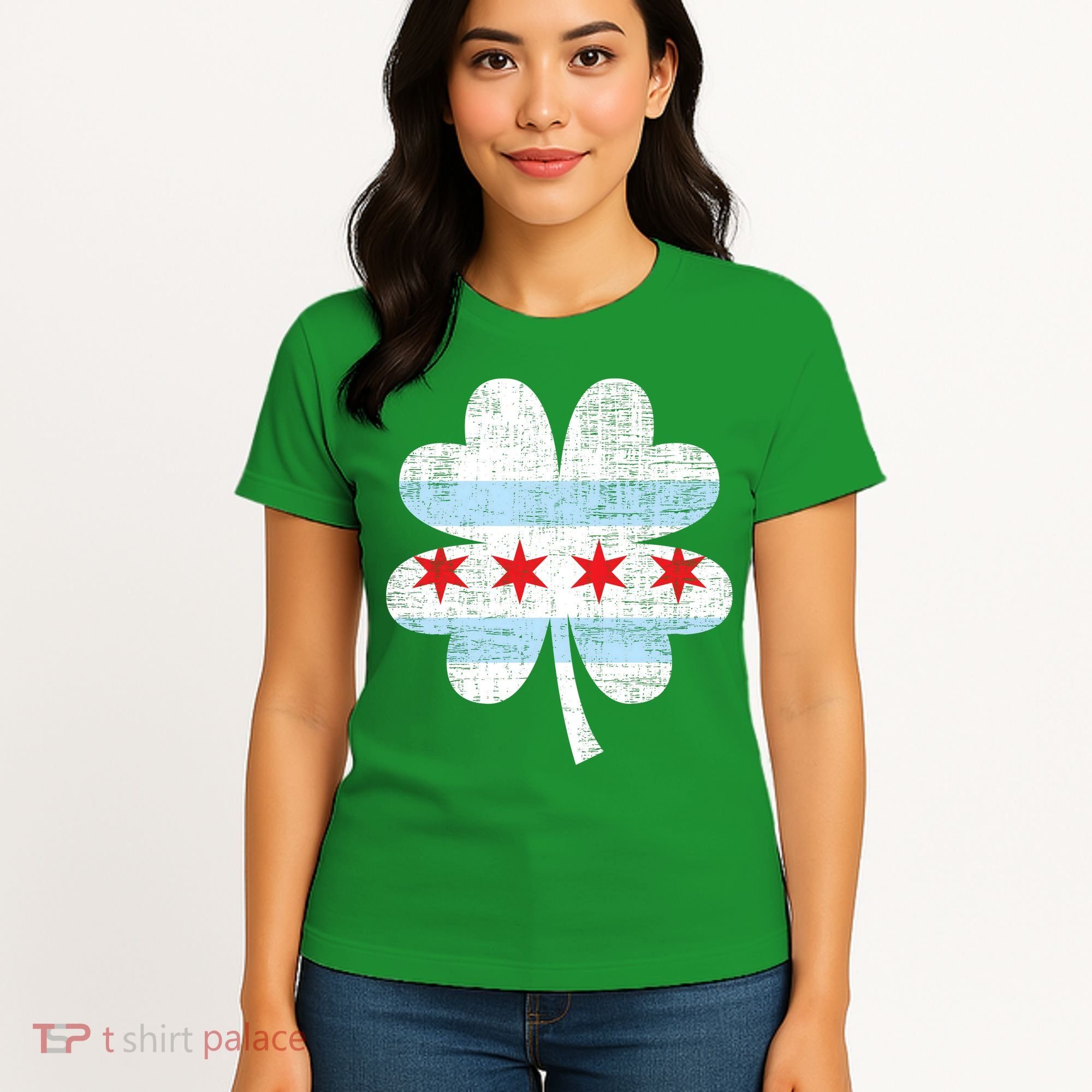 Irish Chicago Flag Shamrock St Patrick's Day Women's T-Shirt