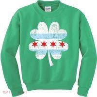 Irish Chicago Flag Shamrock St Patrick's Day Kids Sweatshirt thumb 0