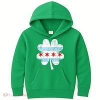 Irish Chicago Flag Shamrock St Patrick's Day Kids Hoodie thumb 0