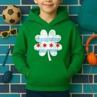 Irish Chicago Flag Shamrock St Patrick's Day Kids Hoodie thumb 2