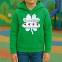 Irish Chicago Flag Shamrock St Patrick's Day Kids Hoodie thumb 3