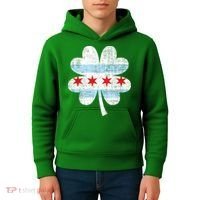 Irish Chicago Flag Shamrock St Patrick's Day Kids Hoodie thumb 4