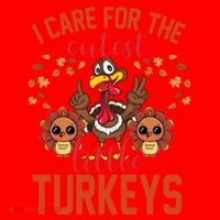 I Care For The Cutest Little Turkeys Thanksgiving Teacher Santa Hat thumb 1