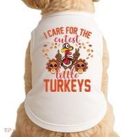 I Care For The Cutest Little Turkeys Thanksgiving Teacher Doggie Tank thumb 0