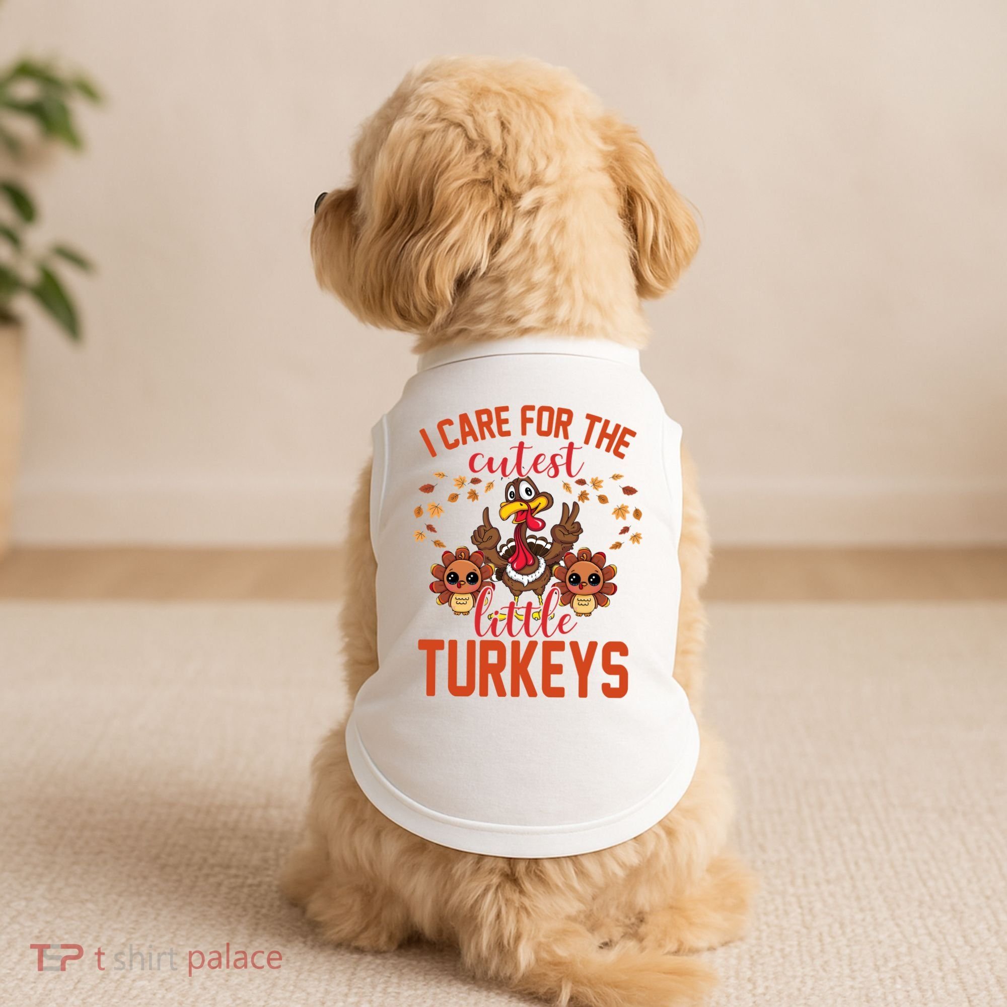 I Care For The Cutest Little Turkeys Thanksgiving Teacher Doggie Tank