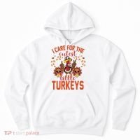 I Care For The Cutest Little Turkeys Thanksgiving Teacher Hoodie thumb 0