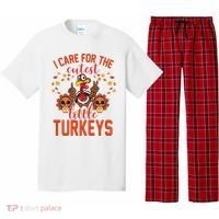 I Care For The Cutest Little Turkeys Thanksgiving Teacher Pajama Set thumb 0