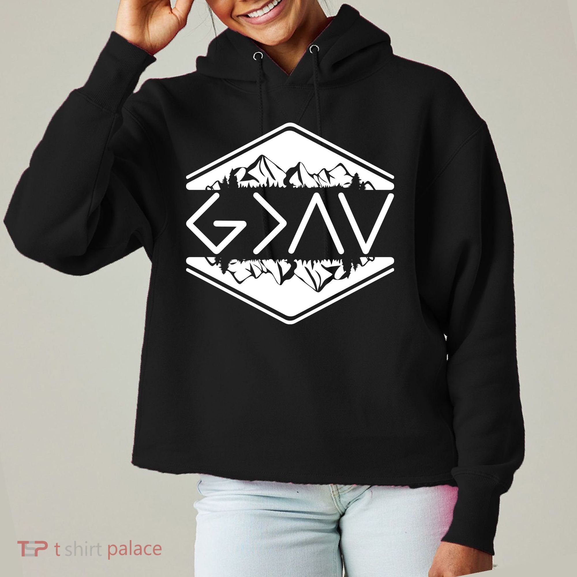 Inspirational Christian God Is Greater Than The High And Lows Camping Ladies Heavyweight Boxy Pullover Hoodie