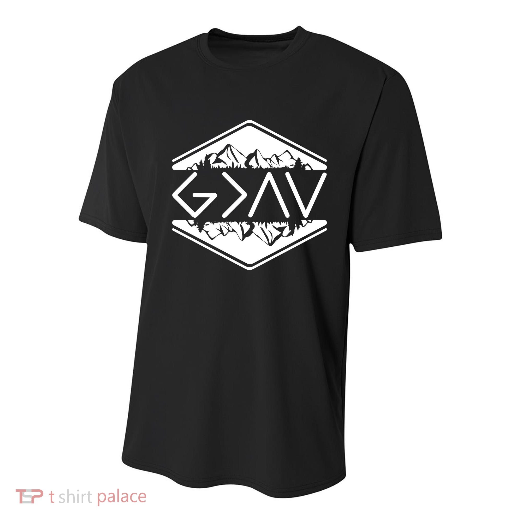 Inspirational Christian God Is Greater Than The High And Lows Camping Youth Performance Sprint T-Shirt