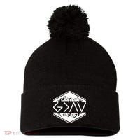 Inspirational Christian God Is Greater Than The High And Lows Camping Pom Pom 12in Knit Beanie thumb 0