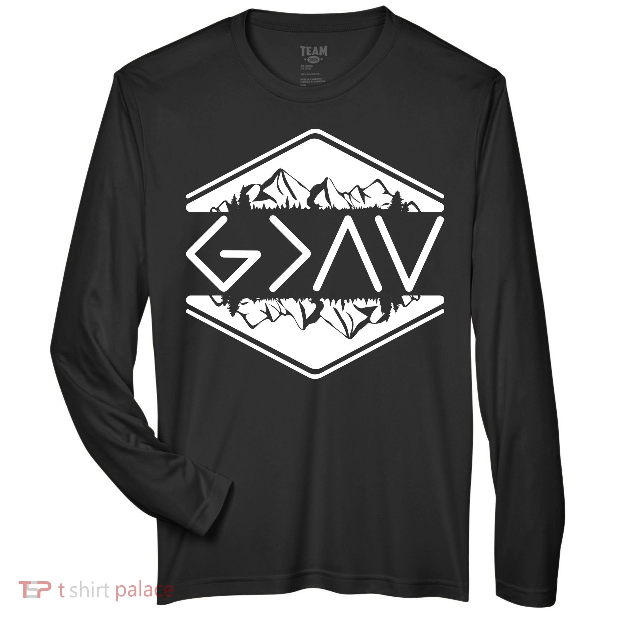 Inspirational Christian God Is Greater Than The High And Lows Camping Zone Performance Long-Sleeve T-Shirt