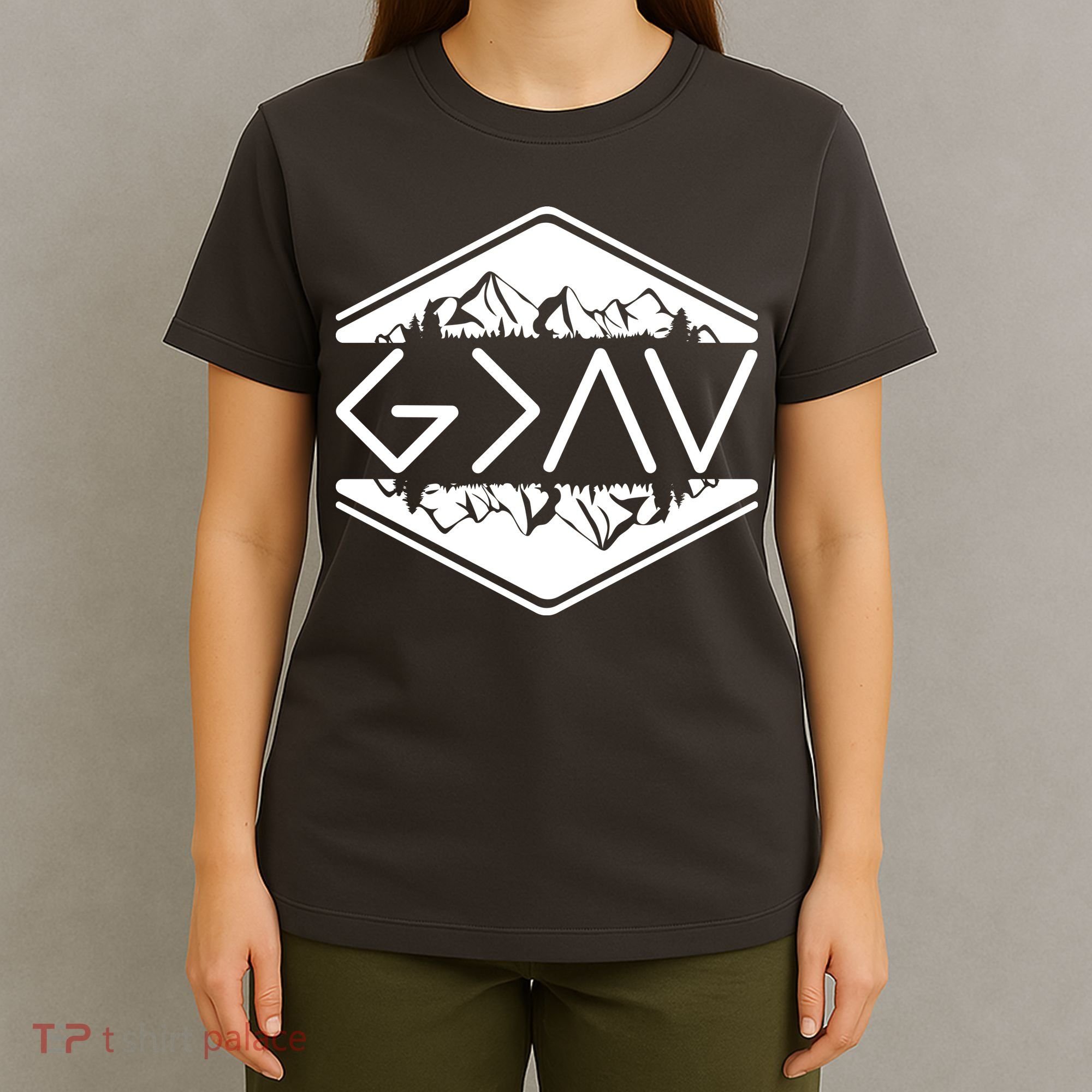 Inspirational Christian God Is Greater Than The High And Lows Camping T-Shirt
