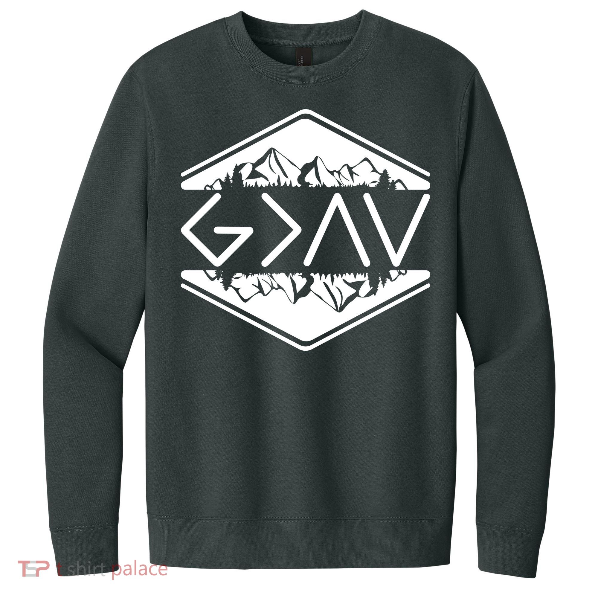 Inspirational Christian God Is Greater Than The High And Lows Camping V.I.T. Fleece Crew Sweatshirt