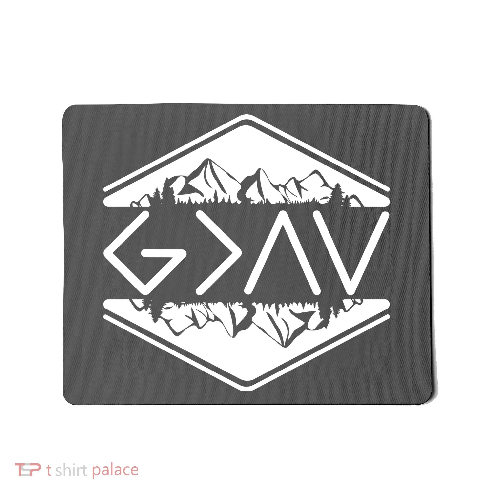 Inspirational Christian God Is Greater Than The High And Lows Camping Mousepad