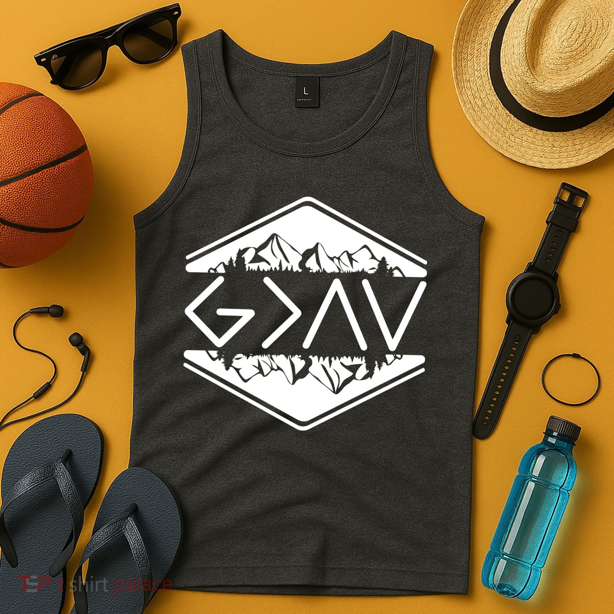 Inspirational Christian God Is Greater Than The High And Lows Camping Tank Top