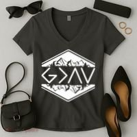 Inspirational Christian God Is Greater Than The High And Lows Camping Women's V-Neck T-Shirt thumb 2