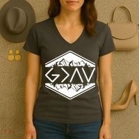 Inspirational Christian God Is Greater Than The High And Lows Camping Women's V-Neck T-Shirt thumb 3