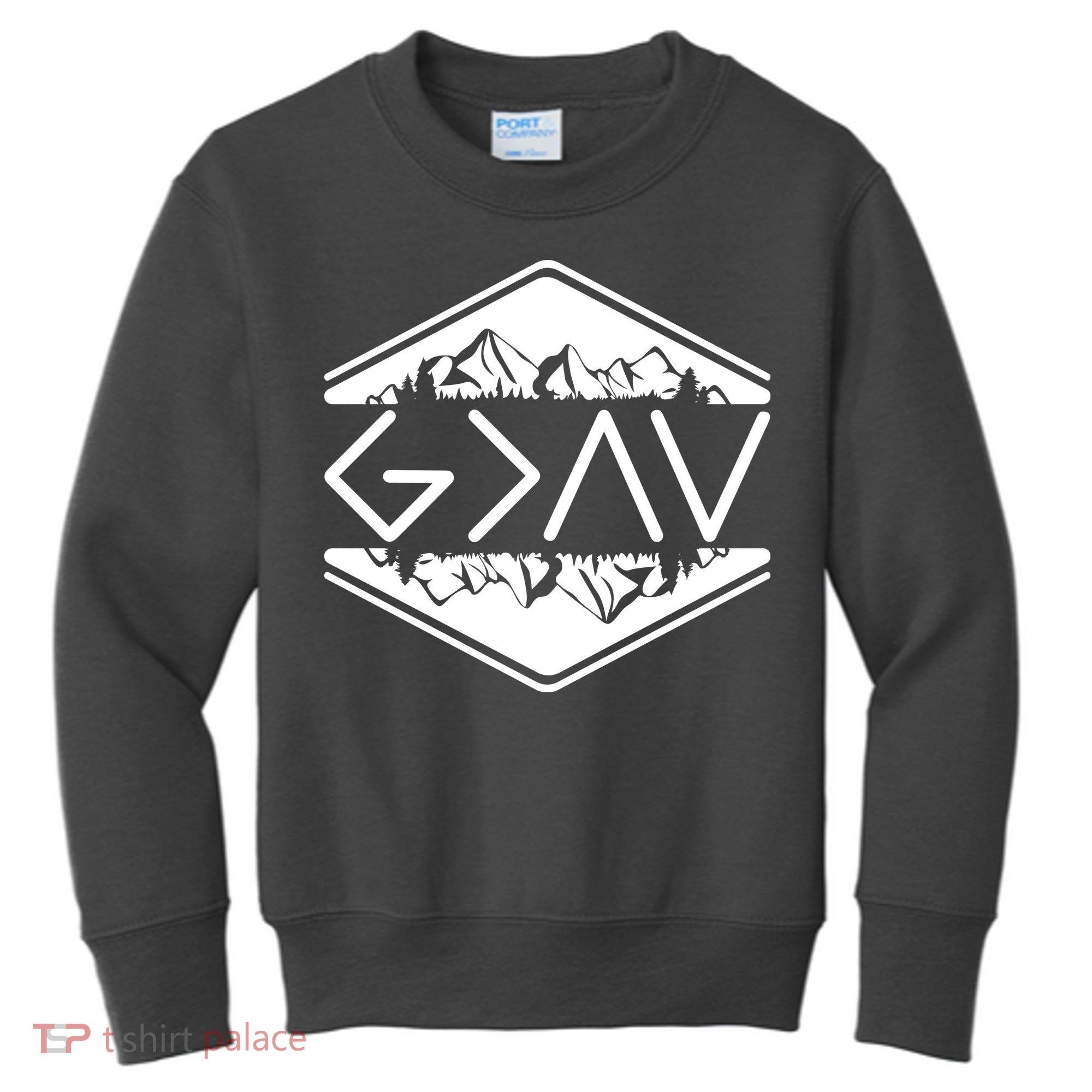 Inspirational Christian God Is Greater Than The High And Lows Camping Kids Sweatshirt